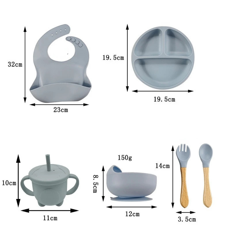 MINI - hochwertiges 5-teiligiges Babygeschirrset aus Silikon